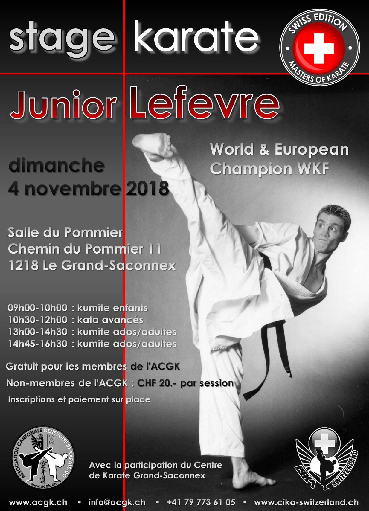 Affiche du stage Junior Lefèvre 4.11.2018