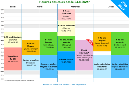 Horaires dès août 25
